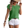 thumbnail image 1 of Top Informal de Corta con Cuello Redondo y Aguja Gruesa para Mujer, Color Verde, Talla S, 1 of 5