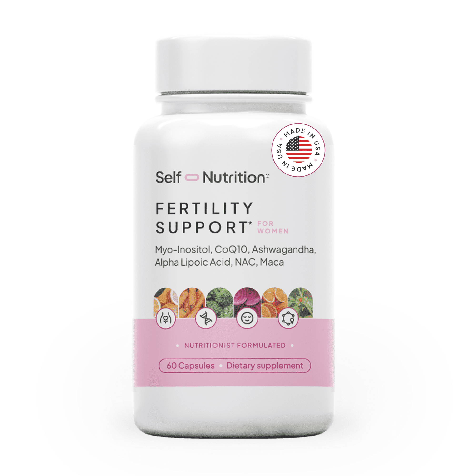 Self Nutrition Fertility Support for Women - Support Cycle Regularity and Ovulation - Vegan, USA, 60 capsules