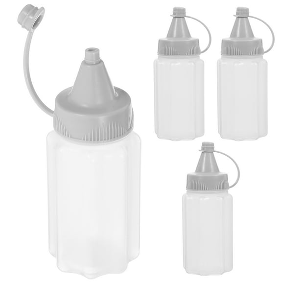 NUOLUX 4Pcs Squeeze Honey Bottles Reusable PP Condiment Storage Leak Proof Dark Grey 8.2X3.2X3.2In
