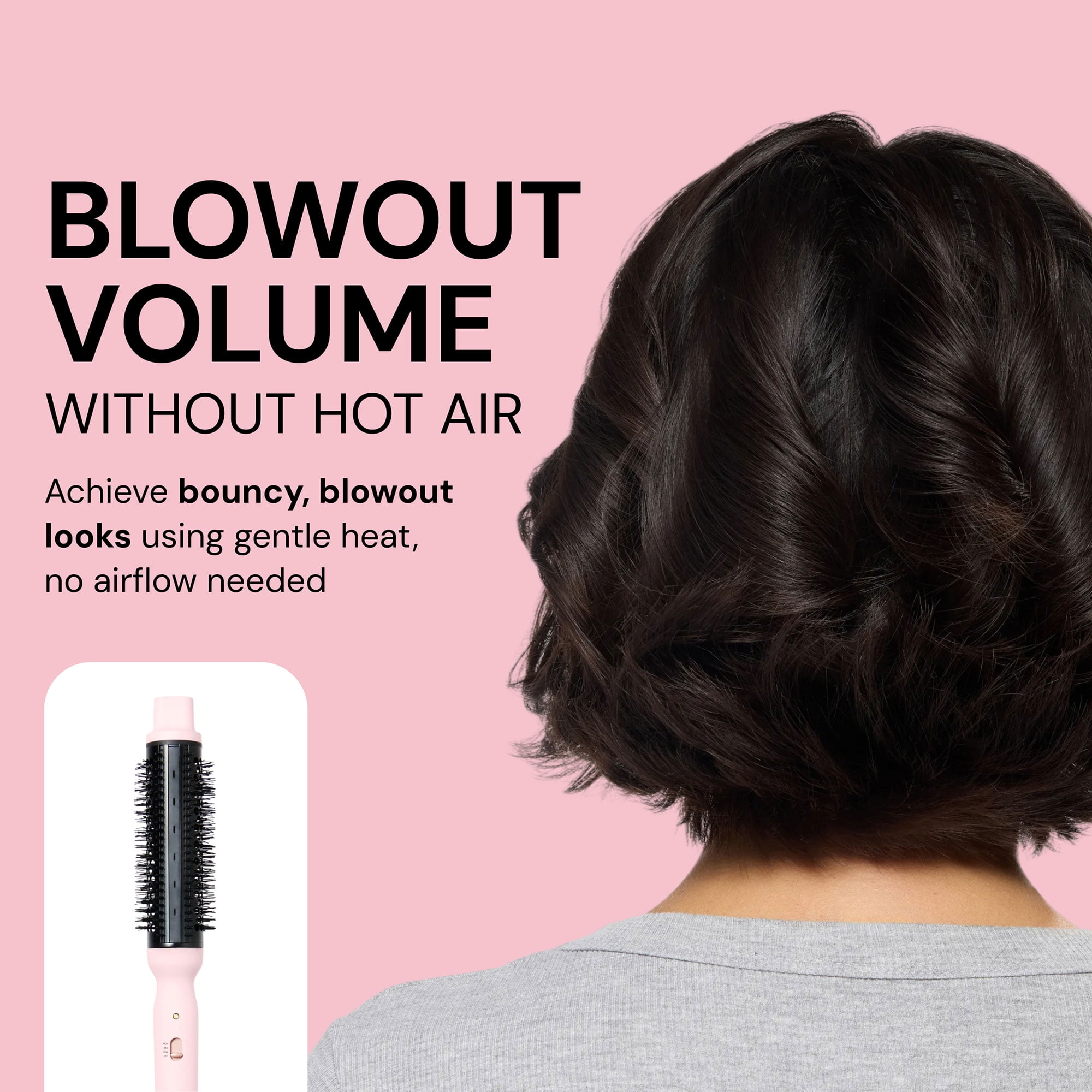 L'ange Hair BouceBabe Thermal Ionic Round Brush | 38mm Coconut Oil–Infused Ceramic Barrel Brush for Volume and Curls (Blush)