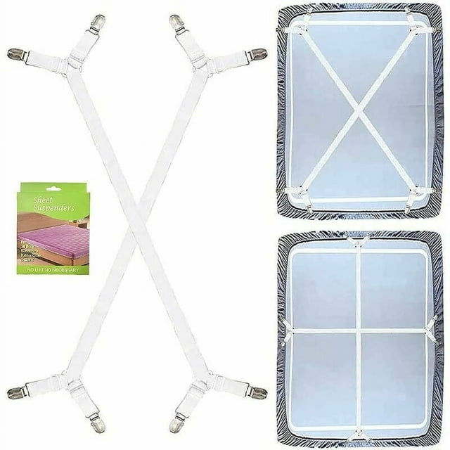 Tirantes elásticos ajustables para sábanas, diseño triangular de agarre estable, sujetadores resistentes, clips para sábanas para estirar al máximo y mantener las sábanas seguras