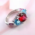 thumbnail image 4 of Rose Red Blue Zircon Band Women's 925 Silver Engagement Wedding Ring Size 6-10, 4 of 4