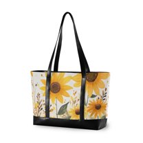 FORMRS Laptop Tote Bag for Women with 15.6" Computer Compartments Handbag, Beige Sunflowers