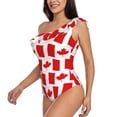 thumbnail image 3 of Yiaed Canada Print Women One Piece Swimsuits Tummy Control One Shoulder Bathing Suits Pattern Ruffle Swimwear-Medium, 3 of 8