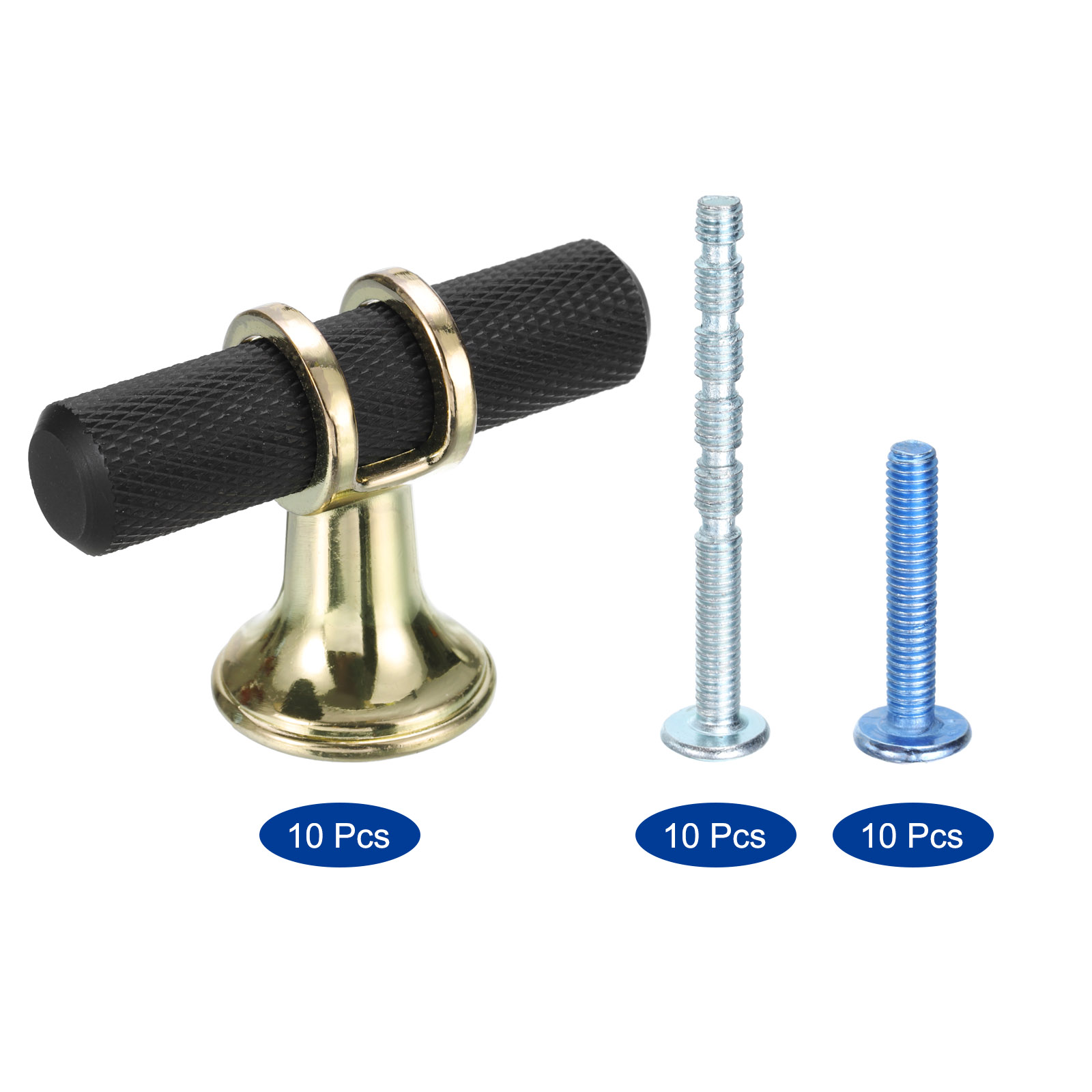 Unique Bargains Kitchen Cabinet Knobs T Bar Pull Handles Black 2"