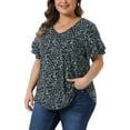 thumbnail image 4 of Agnes Orinda Women's Plus Size Floral Tops V Neck Ruffle Sleeve Summer Casual Blouses  3X Black, 4 of 6