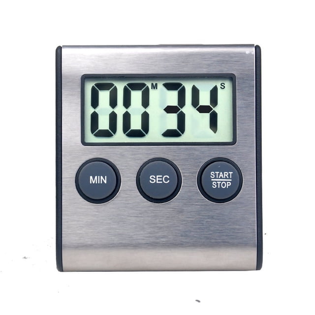 Elegante temporizador de cocina digital, modelo de acero inoxidable, parte trasera magnética súper fuerte, alarma fuerte, pantalla grande, memoria automática