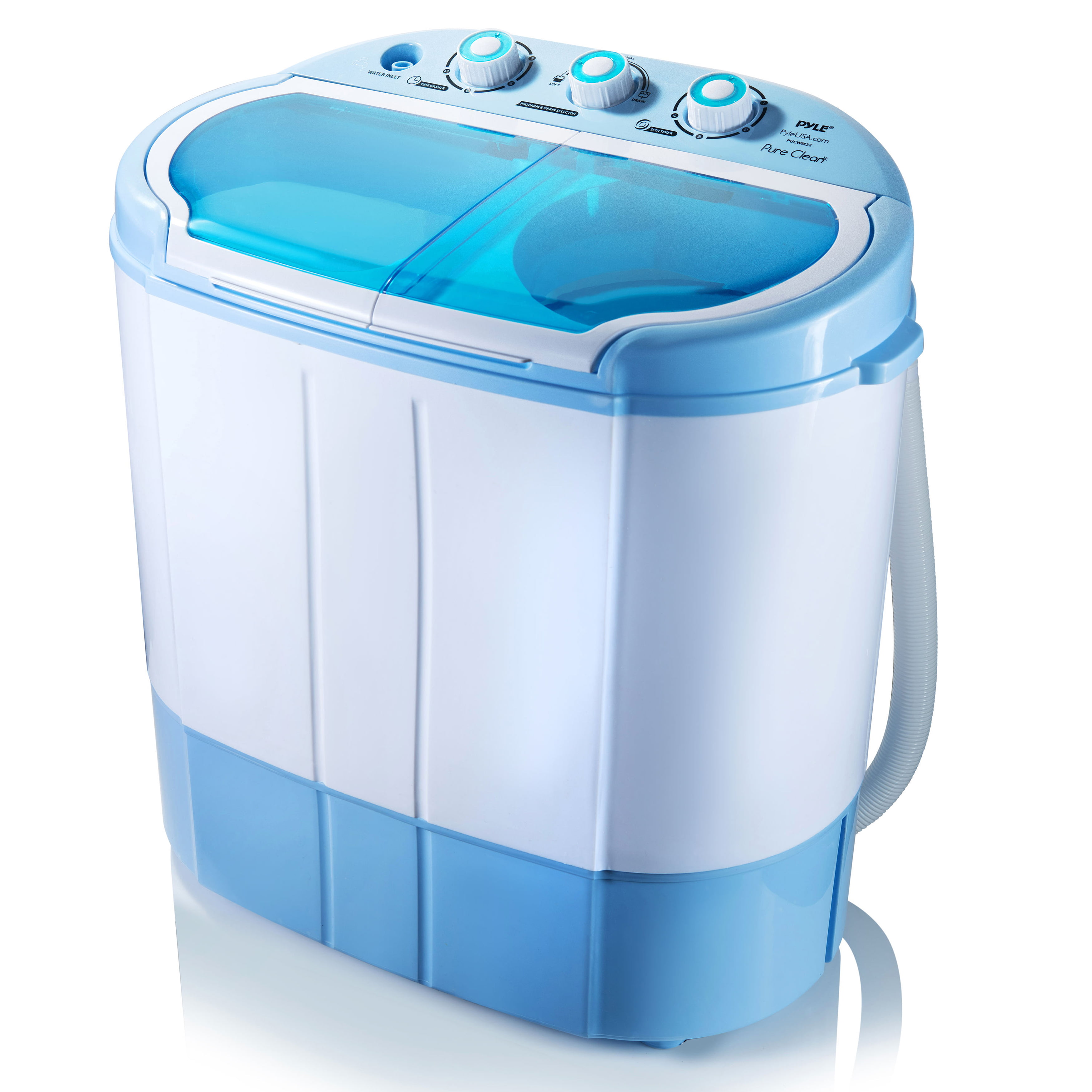 Mini Portable Washing Machine for Compact Space Small Semi-Automatic Compact Washer with Timer Control Single Translucent Tub 7.7lbs Capacity 