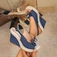 thumbnail image 2 of Byworldtasic Womens Buckle Peep Toe Fashion Sexy Evening Slingback Wedge High Heel Pumps Shoes, 2 of 9