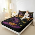 thumbnail image 4 of jejeloiu Witch Hats Twin Sheet Sets,Amuck Halloween Day Twin Fitted Sheet,Purple Orange Black Flat Sheet For Girls,Ultra Soft Home Decor,3-Piece, 4 of 7