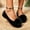 Black, variant on Puff Pompom Flats for Women Round Toe Backless Casual Shoes Slip On Soft Comfort Ballet Shoes for Daily Weekend Outings