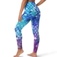 thumbnail image 2 of SEANATIVE Womens Leggings Mermaid Scales Print Blue Violet Gradient, XS, 2 of 6