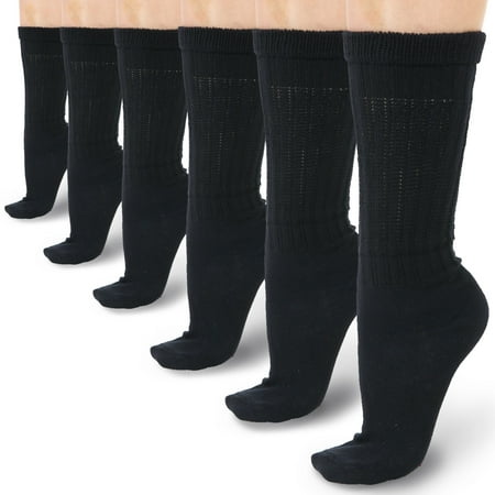 

Basico Lightweight Slouchy socks for women | Black Slouch Socks for Girls | Scrunch Socks | (6PK Shoe Size 5-9 1/2)