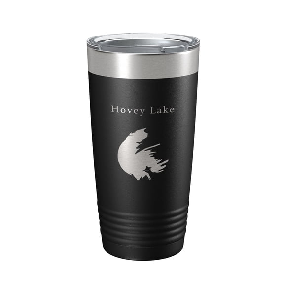 Hovey Lake Map Tumbler Travel Mug Insulated Laser Engraved Coffee Cup Ohio River Indiana 20 oz Black