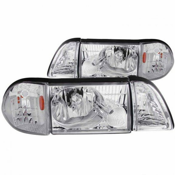 ANZO For Ford Mustang 1987-1993 Crystal Headlights Chrome w/ Corner Lights 2pc | 121195