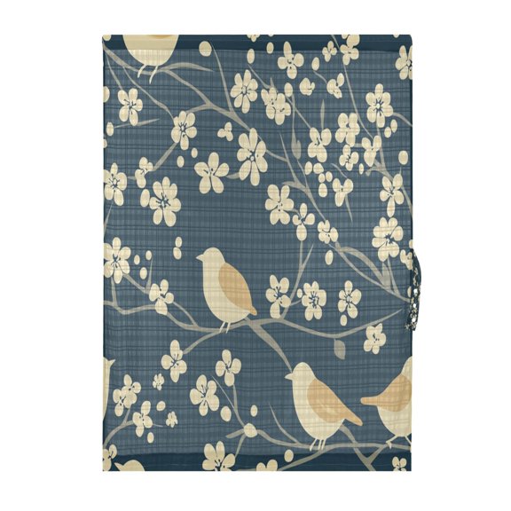Sparrows on Blooms Door Curtain 25x40in Privacy Mesh with UV Protection Tie Back Rod Pockets