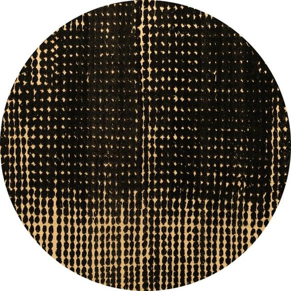 Ahgly Company Indoor Round Abstract Brown Modern Area Rugs, 8' Round
