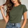 thumbnail image 2 of Trendfront Womens Short Sleeve Crewneck T Shirts Plain Solid Color Basic Tee Minimalist Slim Fit Sleeve Summer Casual Layering Tops, 2 of 4