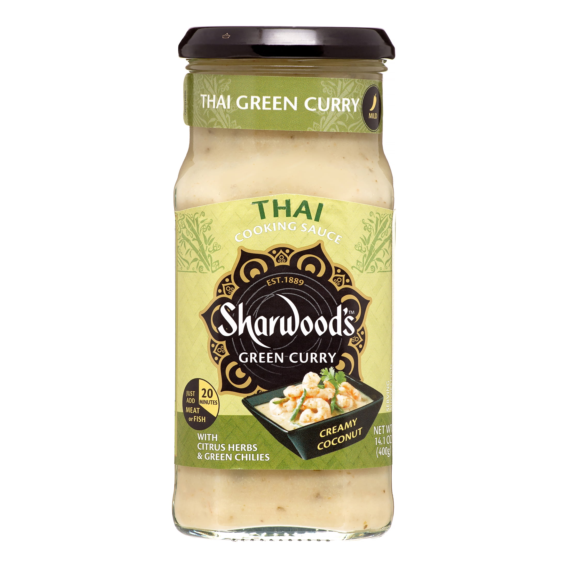 Sharwood's Thai Green Curry Cooking Sauce, MildMedium, 14.1 Oz, 6 Pack
