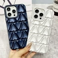 thumbnail image 2 of Compatible with iPhone Case,Argyle Checkered Heart Pattern [Compatible with Wireless Charging] Full Body Protection Soft Shockproof Cover Phone Case (Silver,iPhone 15 Plus), 2 of 8