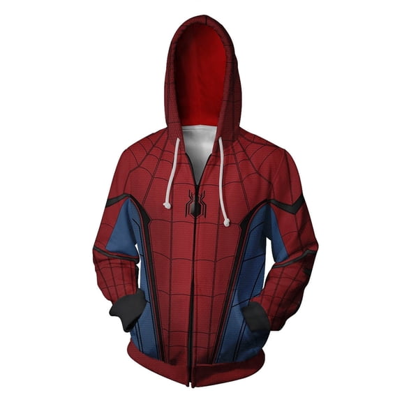 Unisex Spider Superhero Hoodie Zip Up Casual Loose Long Sleeve Cosplay Outerwear Jacket with Pockets Party Top