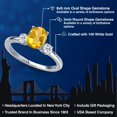 thumbnail image 2 of Gem Stone King 14K White Gold Yellow Citrine and White Topaz Engagement Ring for Women | 1.58 Cttw | Oval 8X6MM | Gemstone November Birthstone | Size 9, 2 of 6