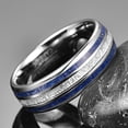 thumbnail image 3 of 8mm Imitated Meteorite Tungsten Wedding Ring for Men with Lapis Lazuli Inlay Domed, 3 of 5