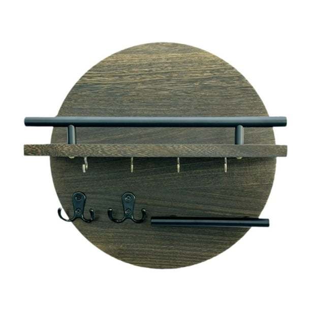 Soporte de pared para llaves, estante de almacenamiento de pared, organizador de correo rústico y versátil, bandeja con ganchos para llaves Estilo A