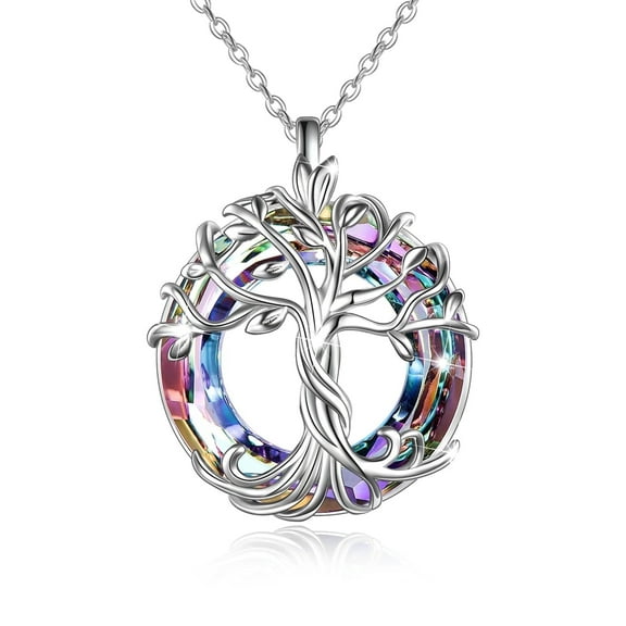 Tree of Life Sterling Silver Necklace with Purple Crystal Celtic Jewelry Gift for Women, Mom and Best Friend, Christmas Gifts