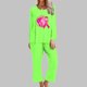thumbnail image 1 of Puntoco Mujer Otoño Moda Cáncer De Mama Impreso Cuello Redondo Manga Larga + Pantalones Traje Verde Xl, 1 of 4