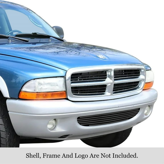 1997-2004 Dodge Dakota /1998-2003 Dodge Durango Stainless Steel Black Powder Coated Finish 8X6 Horizontal Billet Black Stainless Steel Billet Grille