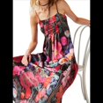 thumbnail image 2 of Vestido Maxi Floral para Mujer, Sin Mangas, Espalda Descubierta, Corte A, , Fluido, con Espalda Hueca y Tirantes Finos Rojo S, 2 of 8