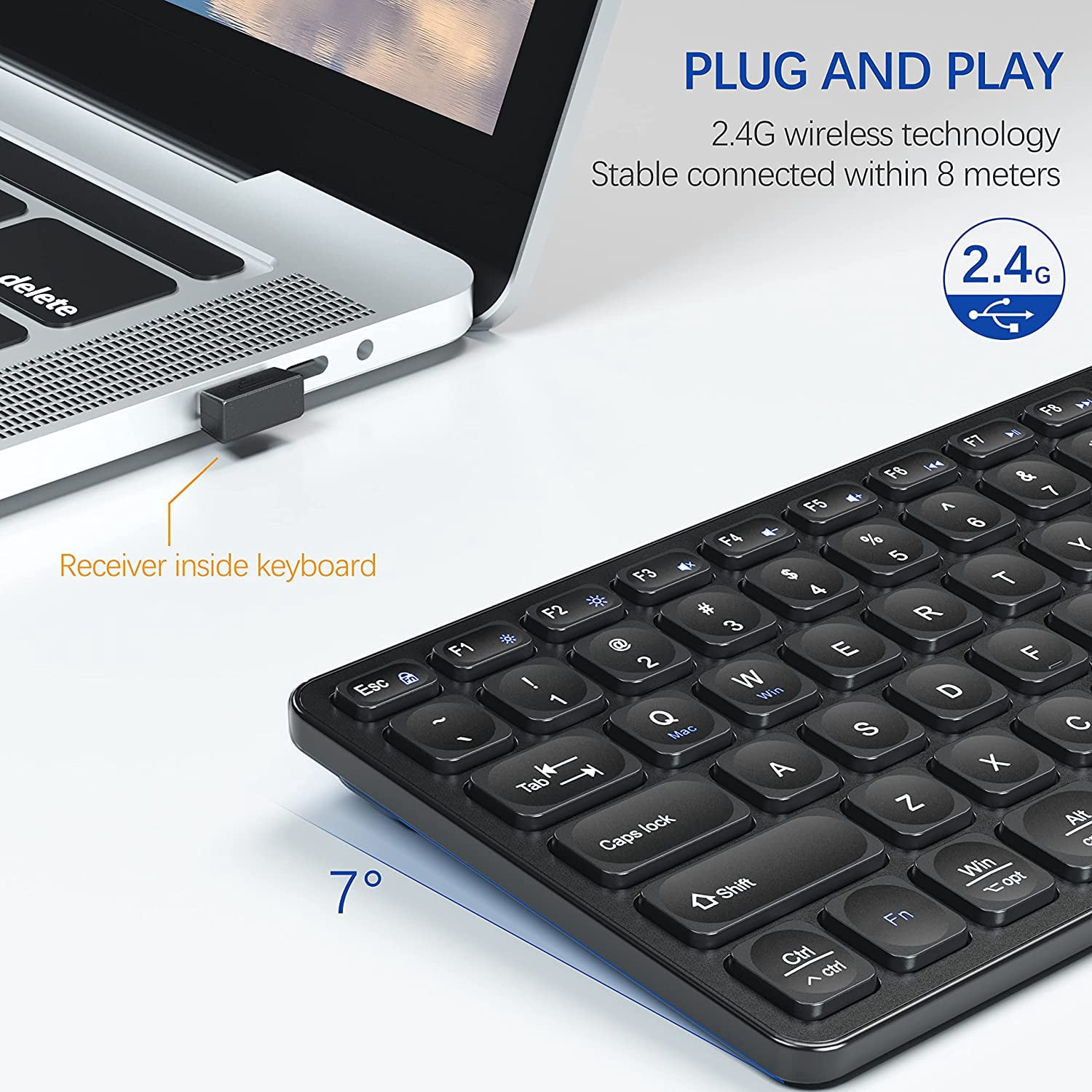 Yirtree Mini Slim Wireless Keyboard, 2.4Ghz Wireless Keyboard Handheld with Touchpad for PC Notebook TV Box Notebook Computer Portable PC Keyboard