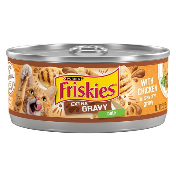 Purina Friskies Pate, Extra Gravy with Chicken, Wet Cat Food, 5.5 oz Can