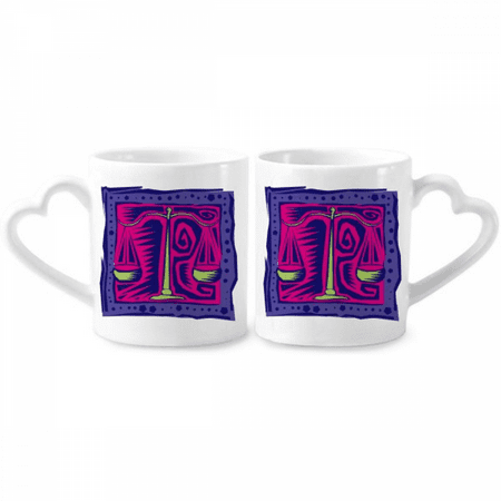 

Constellation Libra Mexicon Culture Engraving Couple Porcelain Mug Set Cerac Lover Cup Heart Handle