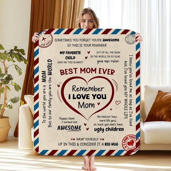 Gifts for Mom Blanket, Mother Gift Throw Blanket from Daughter & Son, Mother's Day, Christmas, Birthday Presents for Mommy, Soft Flannel & Sherpa Throw Blanket, 30"x40"