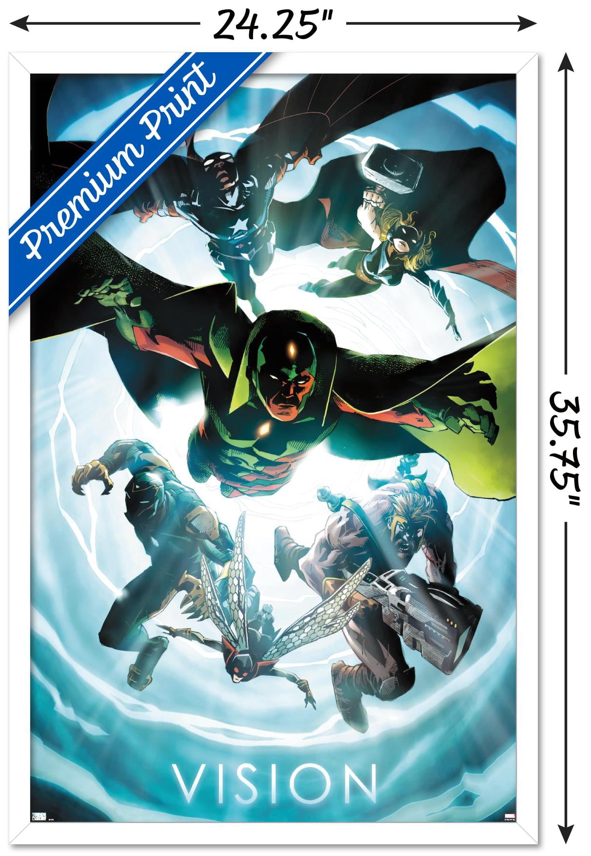 Marvel Comics - Vision - Avengers #1 Wall Poster, 22.375" x 34", Framed