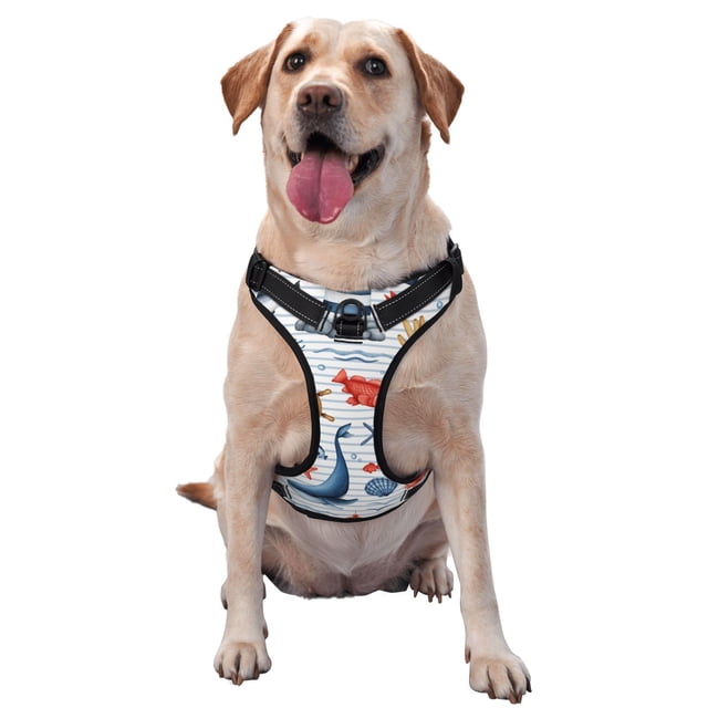 Fotbe Watercolor Nautical Arnés para Perro con Estampado –Chaleco Ajustable Acolchado con Asa de Control para Perros Grandes-X-Large
