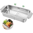 thumbnail image 1 of Over the Sink Retractable Kitchen Sink Basket, Stainless Steel Extendable Kitchen Sink Basket, Drainage Basket with Multiple Holes for Kitchen Dishware Vegetables Fruits, 1 of 8