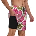 thumbnail image 3 of Goofa Rose Flowers Printed Men's Swim Trunks Board Shorts Quick Dry Mens Swimming Trunks with Compression Liner,Breathable Fit Hawaii Beach Shorts-, 3 of 9