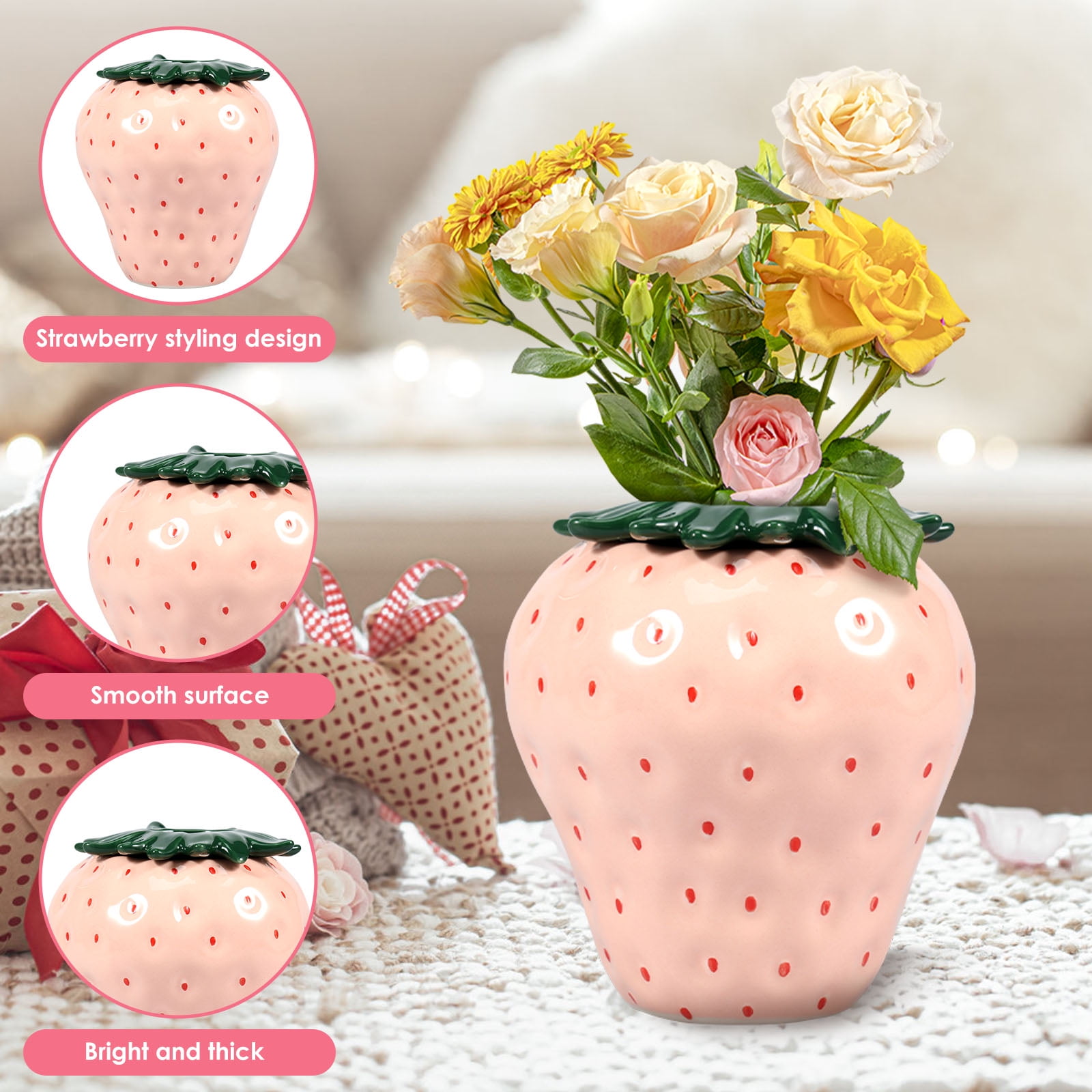 Toorise Strawberry Vase Vintage Inspired Strawberry Flower Toorise Strawberry Vase Vintage Inspired Strawberry Flower