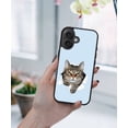 thumbnail image 5 of WIRESTER Shockproof Soft Rubber Cover Case for Apple iPhone 16 Plus 6.7" 2024, Brown Tabby Cat Spying On Light Blue Background, 5 of 5