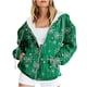 thumbnail image 1 of Puntoco Chaqueta Con Capucha Y Manga Larga Con Cremallera Y Estampado Navideño Informal Para Mujer, 1 of 6