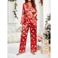 thumbnail image 2 of Conjunto de pijamas antimanchas para mujer, camisa de manga larga suave con botones y pantalones, ropa de dormir para Navidad, 2 of 4