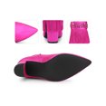 thumbnail image 2 of BLISSFUL STEP Pointed Toe Fringe Crystal Chunky Heel Ankle Boots for Women Hot Pink 9, 2 of 6