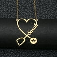 thumbnail image 3 of Two Name Custom Necklace Custom Stainless Steel Name Love Heart Pendant Personalized Stethoscope Heartbeat Name Necklace for Women Valentine's Day Gift, 3 of 5