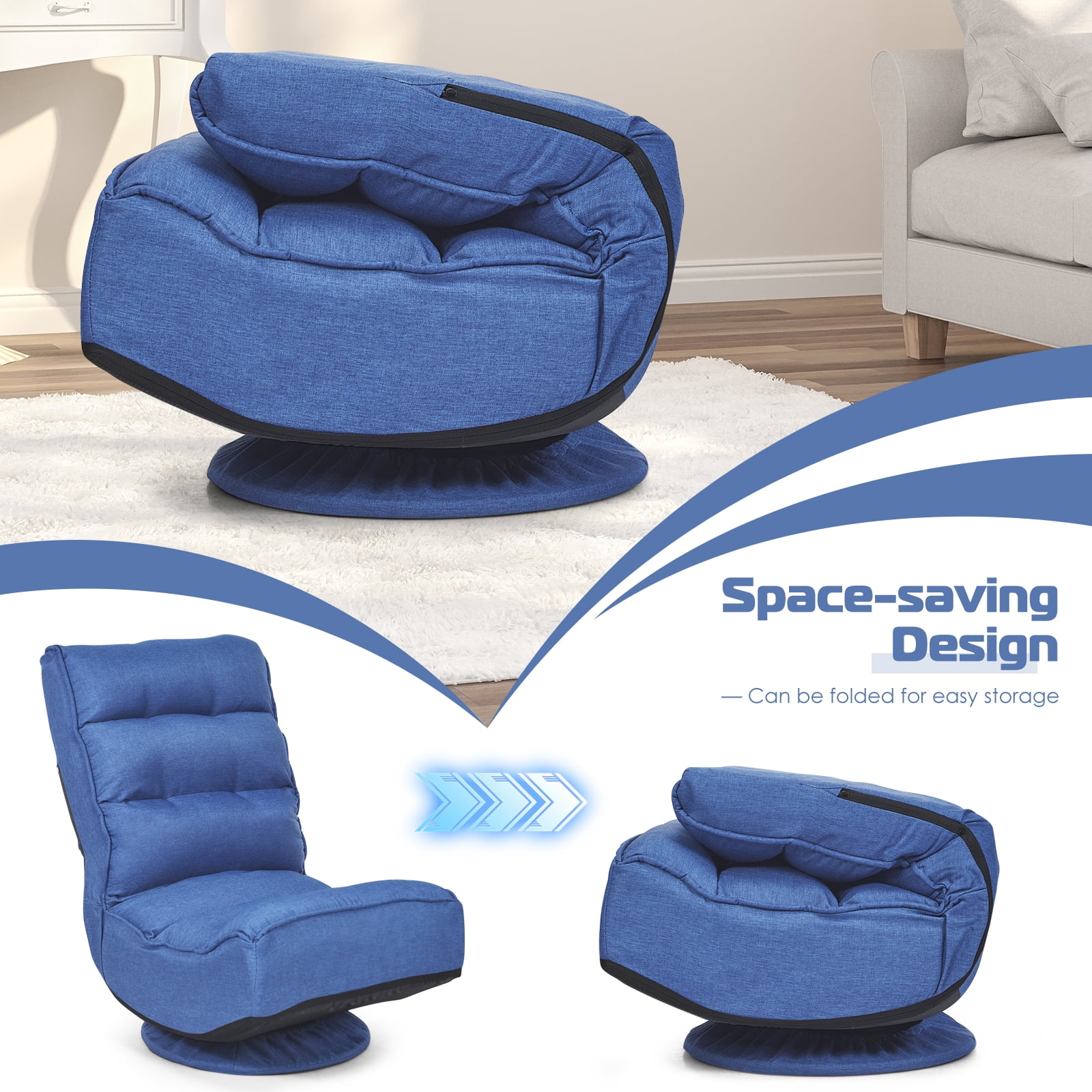 Giantex Rotatable Floor Chair, Foldable Floor Chair, Floor Seat Cushion, Lazy Sofa for Meditation, Yoga, Ideal for Home & Office