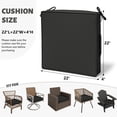thumbnail image 2 of Kimunuk Outdoor Chair Cushions set of 2, 22" x 22" Zipped Waterproof Outdoor Seat Cushions Couch Pads with Ties for Patio Furniture, Black, 2 of 6