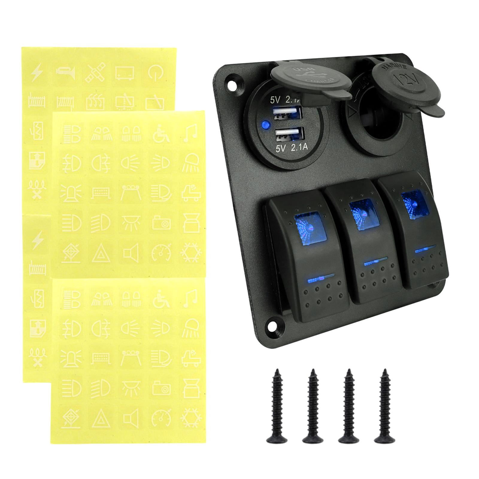 lacooooppia Generic 3 Gang Rocker Switch Panel Pre Wired 12V 24V for Boat RV