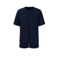 thumbnail image 6 of Afelkas Women's 2 Piece Short Set Crewneck Top and Shorts Outfit Casual Summer Lounge Suit Soft Loose Fit Streetwear Matching Set Navy,XXL, 6 of 7